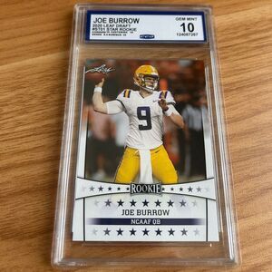 Joe Burrow LSU Tigers 2020 Leaf Draft Star Rookie GEM MINT 10 Trading Card